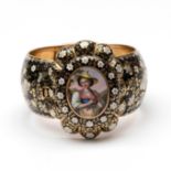 Zeldzame 14 kt. gouden armband waarin een horloge, ca. 1840.