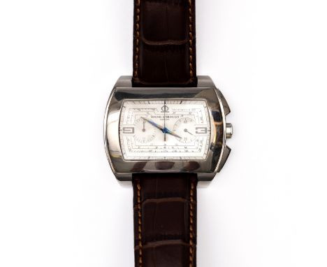 Baume &amp; Mercier, stalen heren polshorloge. Model Hampton, chronograaf, automaat. Met witte wijzerplaat met Arabische cijf