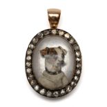 18 kt. Goud met zilveren ovale hanger met Essex crystal,