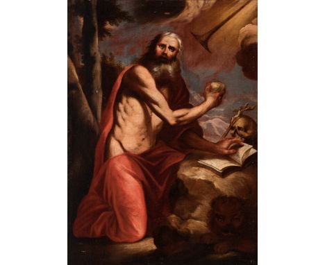 Italian school; second half of the 17th century."Penitent Saint Jerome".Oil on canvas.The original canvas is preserved.It has