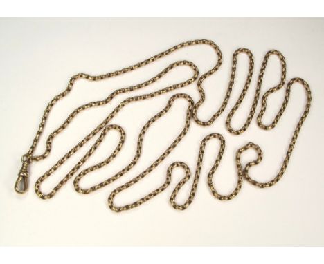LONG GUARD CHAIN. A 10ct. long guard chain. 41.9g.