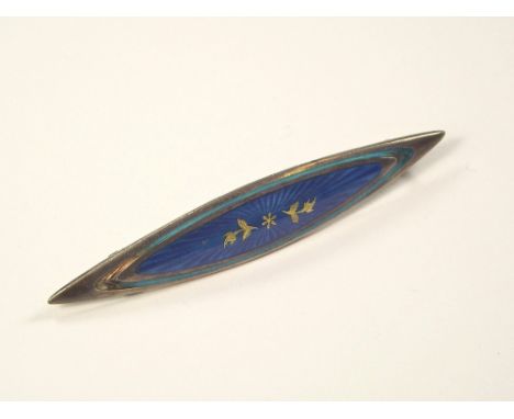 ENAMEL BROOCH. A silver & enamelled bar brooch. Birmingham 1911. 6.5cm.