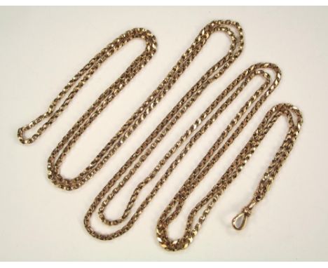 LONG GUARD CHAIN.A 9ct. gold long guard chain. Approx 17g. (NOT 70g). 