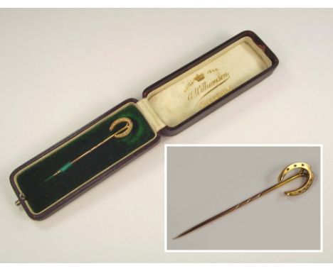 STICK PIN. A 9ct. gold stick pin, cased.