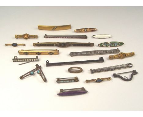 BAR BROOCHES. Victorian & later bar brooches & lace pins in enamel, paste etc.
