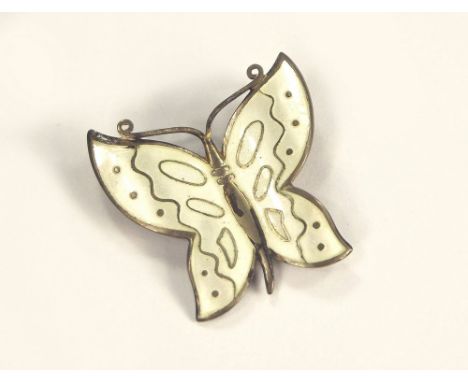 NORWEGIAN ENAMEL. A Norwegian silver & enamelled butterfly brooch by Andersen & Scheinpflug. TYA stamp. Max. width 3cm.