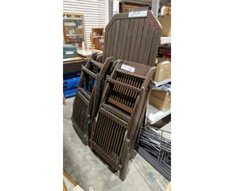 Rectangular garden table with slatted top, 80cm x 150cm,&nbsp;six folding chairs&nbsp;and a part glazed garden planter