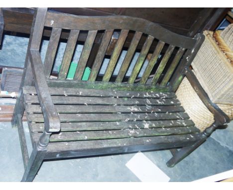Garden bench with slatted seat and back by Barlow Tyrie, Waveney Design, 116cm wide&nbsp;