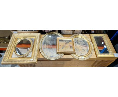 Five assorted wall mirrors in gilt frames and a gilt picture frame (6)