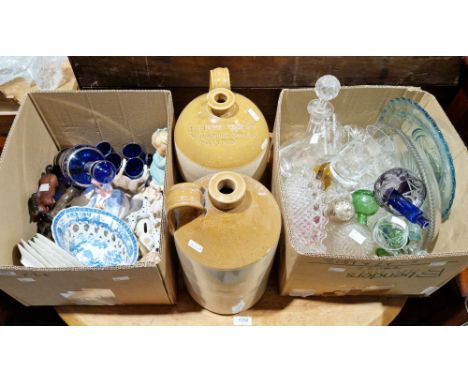 Assorted ceramics and glass including a 19th century Spode blue and white pierced basket, a Royal Doulton figurine 'Monica', 