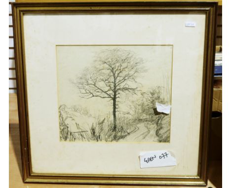 Late 19th/early 20th century&nbsp;
Oil on canvas
Riverside house
Pencil sketch
Tree, indistinctly signed&nbsp;
Print (3)&nbsp