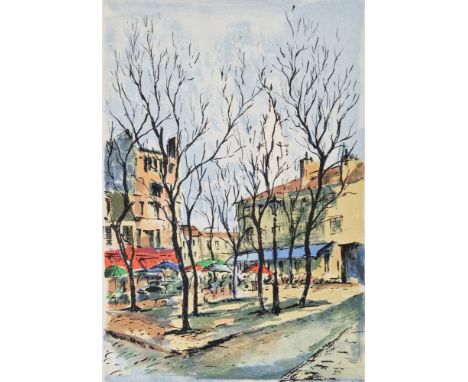 Jean-Pierre Laurent (1920-?)
Colour Lithograph
Continental marketplace scene, limited edition, signed and numbered 189/250 wi
