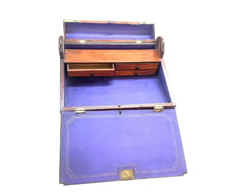 Vintage mahogany writing slope- hinge in need of repair. Measures approx 18 inches long, 9 tall and 15 deep 