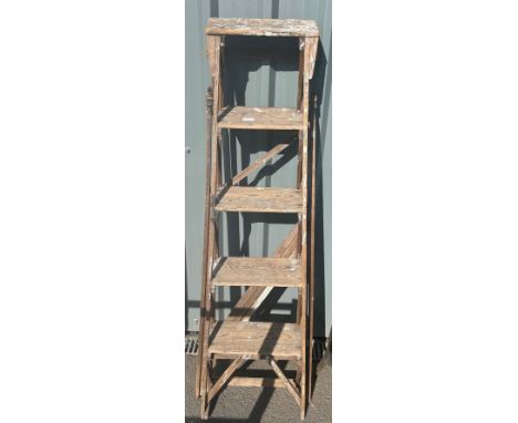 Pair wooden step ladders overall height 57 inches 