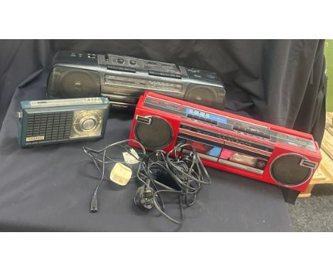 Selection of vintage radio/cassette player to include Panasonic etc - untested 