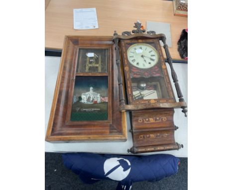 Two vintage wall hanging clocks for spares and repairs 