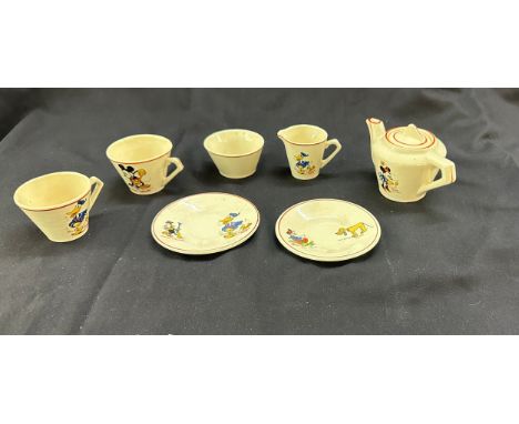 Vintage miniature Wadeheath ware Disney Mickey Mouse breakfast set 