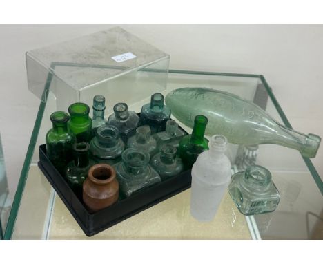 Selection of vintage glass bottles / pots etc 