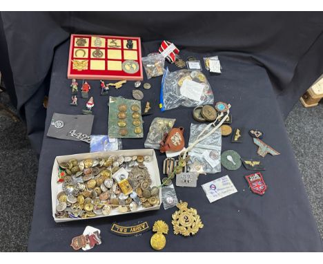 Large selection of collectables includes medals, buttons, boy scouts compass etc 