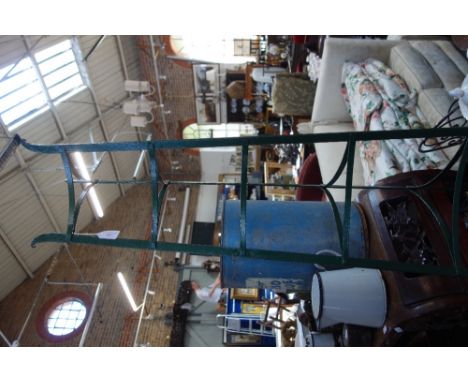 A VINTAGE WROUGHT IRON SAUCEPAN STAND, 125cm high
