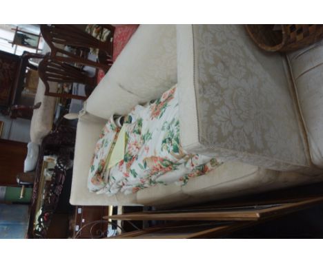 A KNOLE SOFA, UPHOLSTERED IN CHAMPAGNE DAMASK 160 cm wide