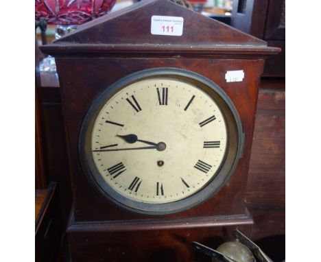 A VICTORIAN MAHOGANY CASED MANTEL CLOCK, 48cm high (examine)