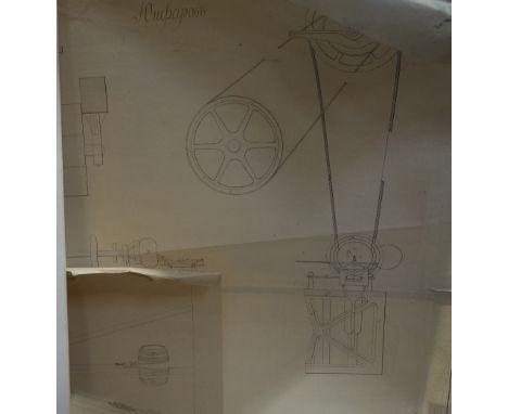 A 19TH CENTURY RUSSIAN PLAN FOR A STEAM ENGINE and two similar plans for a hoist (3)