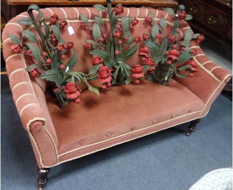 A SMALL EDWARDIAN SOFA, 130cm wide