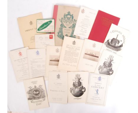 A collection of vintage 1930's ' Orient Line ' cruise / shipping ephemera. Appearing to be from a single cruise in May/June 1