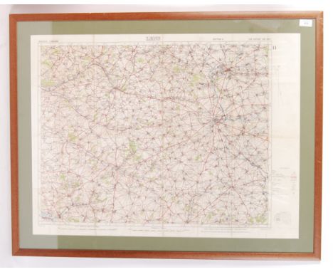 A fascinating original WWI First World War soldier's map of France - in particular the region of Lens and Arras. To the right