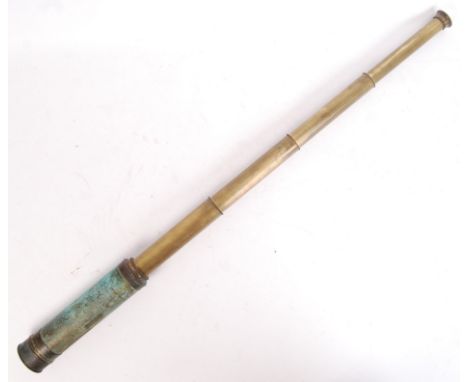 A vintage 20th century four draw brass telescope by Broadhurst Clarkson &amp; Co. of London. Oxidation present to lower end. 