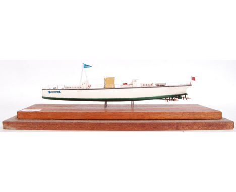 A museum quality scratch built finely detailed model by James Brain, B.E.M of the first steam turbine powered steamship ' Tur