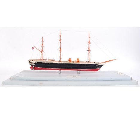 A museum quality scratch built finely detailed model by James Brain, B.E.M of the Royal Navy ship ' HMS Warrior ' with Red En