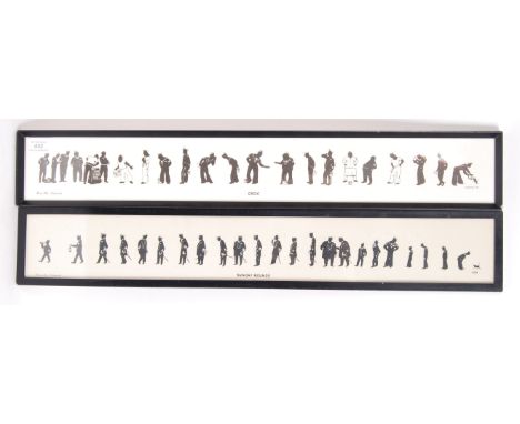 A near pair of A. M. Hughes 1920's Silhouette style Naval related prints ' Grog ' and ' Sunday Rounds .' Both framed and glaz