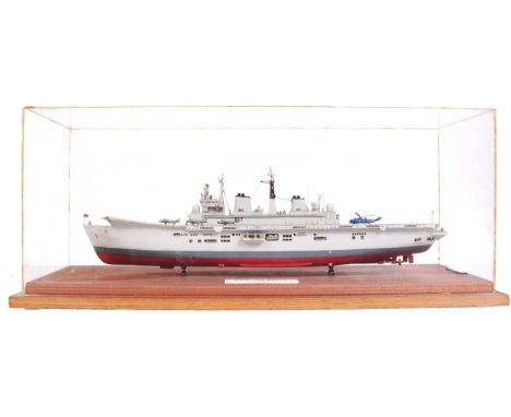 A museum quality scratch built finely detailed model by James Brain, B.E.M of the Royal Navy aircraft carrier ' HMS Ark Royal