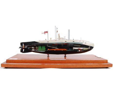 A museum quality scratch built finely detailed model by James Brain, B.E.M of the first Royal Navy submarine ' Holland I ' wi