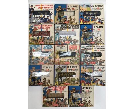 Airfix: A collection of assorted Airfix OO/ho scale vintage soldiers, thirteen sets plus one empty box for American Civil War