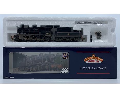 Bachmann: A boxed, Bachmann, OO gauge locomotive and tender, Ivatt Class 2MT, 46443, BR Late Crest (Weathered), Produced Excl