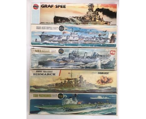 Airfix: A collection of assorted Airfix model kits, 1:600 scale,, 15 Battleships, boxed and mostly unmade.some boxes with dam