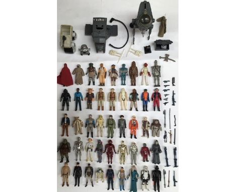 Star Wars: A collection of assorted loose Star Wars figures and weapons including Boba Fett, Darth Vader with extending light