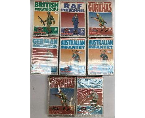 Airfix: A collection of assorted Airfix 00/ho 1:72 scale soldiers, rare early 1980’s tall boxes, eight boxes all sealed.