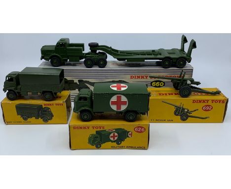 Dinky: A boxed Dinky Supertoys, Tank Transporter, 660, complete with inner packing, vehicle slightly paint chipped, large tea