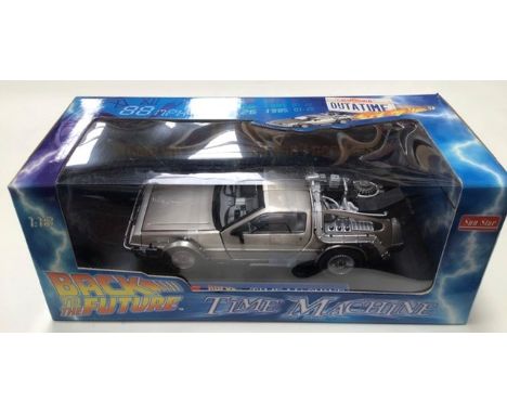 Sun Star Back to the Future Delorean, 1:18 scale die cast model, boxed unopened.