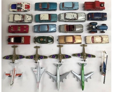 Diecast: A collection of assorted playworn, vintage diecast vehicles including Corgi, Dinky, all playworn, along with Matchbo