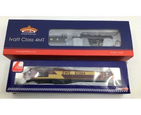 Bachmann: A boxed Bachamnn, OO gauge, 32-575A Ivatt class 4MT 2-6-0 3000 LMS Black, unused. together with Lima L204942 Diesel