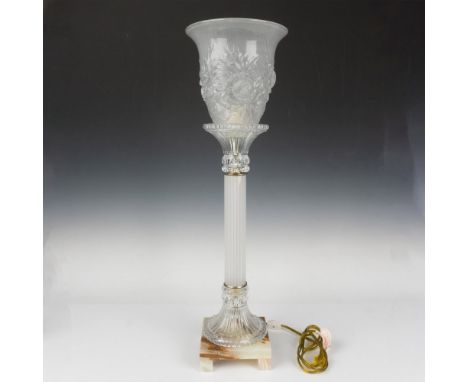 Vintage frosted Fenton torchiere glass lamp shade with floral design in high relief. Fenton mark on the lamp shade. Includes 