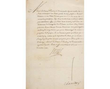 Louis XIV (King of France, 1638-1715) Letter signed "Louis" summoning the Baron d'Euclem of Terramesnil to Arras, D.s. "Louis