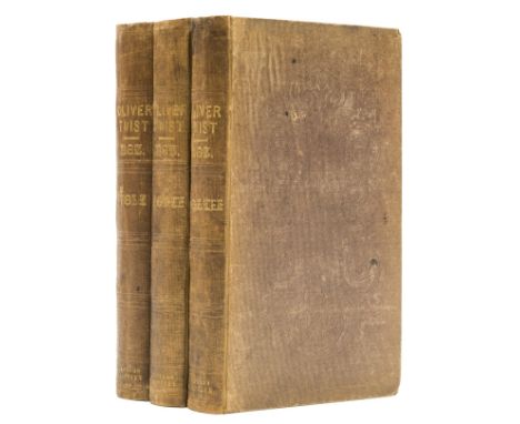 NO RESERVE Dickens (Charles) Oliver Twist, 3 vol., second edition, second issue with titles dated 1839, etched frontispieces 