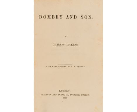 Dickens (Charles) Dombey and Son, first edition, bound from the 20 original parts in 19, mixed but early or first issues with