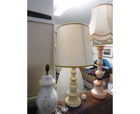 THREE CERAMIC TABLE LAMPS (ONE NEEDS RE-WIRING)